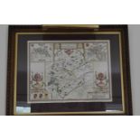 A Rutlandshire map originally by John Speed (20th century reproduction) 41cm by 52cm