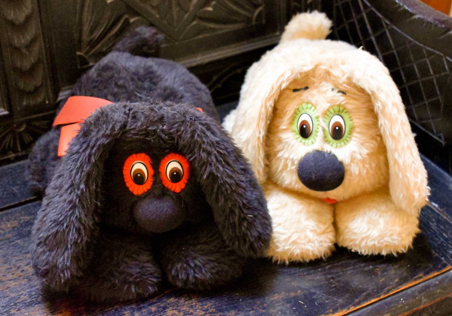 A pair of magic roundabout style vintage toy dogs.