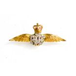 A 9ct gold and diamond RAF brooch, 3.6g.