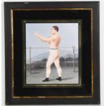 A Victorian print depicing a boxer, in an ebonised frame.