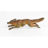 An antique cold painted bronze fox.12cm longCondition report: Wear generally and in particular to
