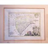 A 19th century hand coloured map of Rutlandshire by T. Kitchin, 22cm by 26cm