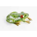 A vintage cold painted metalware paperweight in the form of a frog.