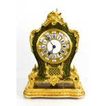 A French boule work bracket clock, Louis VX period, with painted porcelain Roman numerals, the