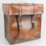 An early 20th century leather carriage case with original leather straps to front and rear36cm