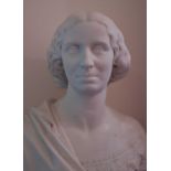 A large marble bust by Edward Wyon, Sculptor, 1860 of Mrs Edward Price, 71cm high