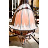 An Art Nouveau hand painted lantern, possibly on velum, 89cms tall