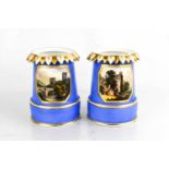 A pair of early Crown Derby vases, painted with named views of Hade Hall, Derbyshire and a View Nr