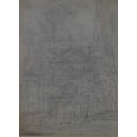Attributed to Lowry, pencil sketch of a street scene, signed Lowry, 16 by 10ins.