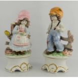 Two large capodimonte porcelain figures, band girl with flowers37cm high
