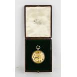A 19th century pocket watch with gilt dial, subsidiary seconds dial, in the original box.