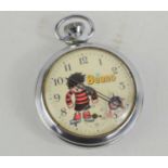 The Beano chrome pocket watch with Dennis the menace and moving Gnasher figure