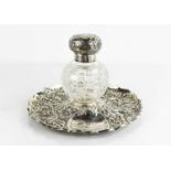 A fine Edward VII hallmarked silver inkstand by Charles Boyton, London 1901, the circular form base,