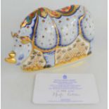A Royal Crown Derby paperweight, White Rhino, from the endangered species range for Sinclair's,