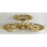 A Victorian Davenport comport 20cm high, and two footed dishes. A/F