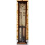 A 19th century Admiral Fizroy barometer, in Victorian oak glazed case, with brass sliding pointers