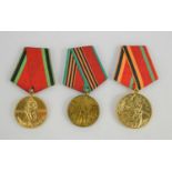 Three Russian jubilee medals for the anniversary of victory in WWII, 20th, 30th and 40th