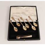 A set of silver teaspoons, and a silver pair of sugar tongs, 3.22toz.