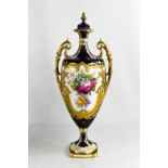 A fine Royal Crown Derby vase and cover by Albert Gregory, circa 1920, of baluster form with twin