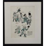 A Louis Wain "Tinker Tailor" framed and glazed print23cm by 17cm
