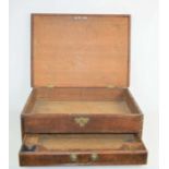 An Edwardian oak camapign box with brass handles and single drawer