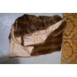 A large vintage fur throw, with silk type backing 248 by 138cm.248 by 138cm