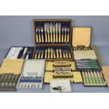 A quantity of boxed silver plated cutlery and other items