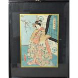 A 19th century Japanese woodblock print signed by Kunisada Utagawa (1786-1865) in a black