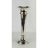An Edwardian silver trumpet vase, with flared rim, Birmingham 1912, 12 ins high, 14toz with weighted