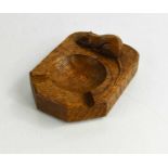 Robert Thompson 'Mouseman' oak ashtray with carved signature mouse.