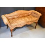 A late 19th / early 20th century window seat / miniature settee, with shell carved cabriole legs,