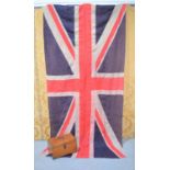 A very large vintage linen Union flag, complete with rope and toggle for flag-pole, 139 by 276cm,