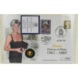 A Princess Diana (1961-1997) gold coin, with presentation card.