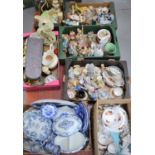 A large quantity of ceramics to include Victorian blue and white, Queen Anne part tea service,