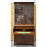 A 19th century mahogany secretaire bookcase, the astrigal glazed doors above a drawer opening to