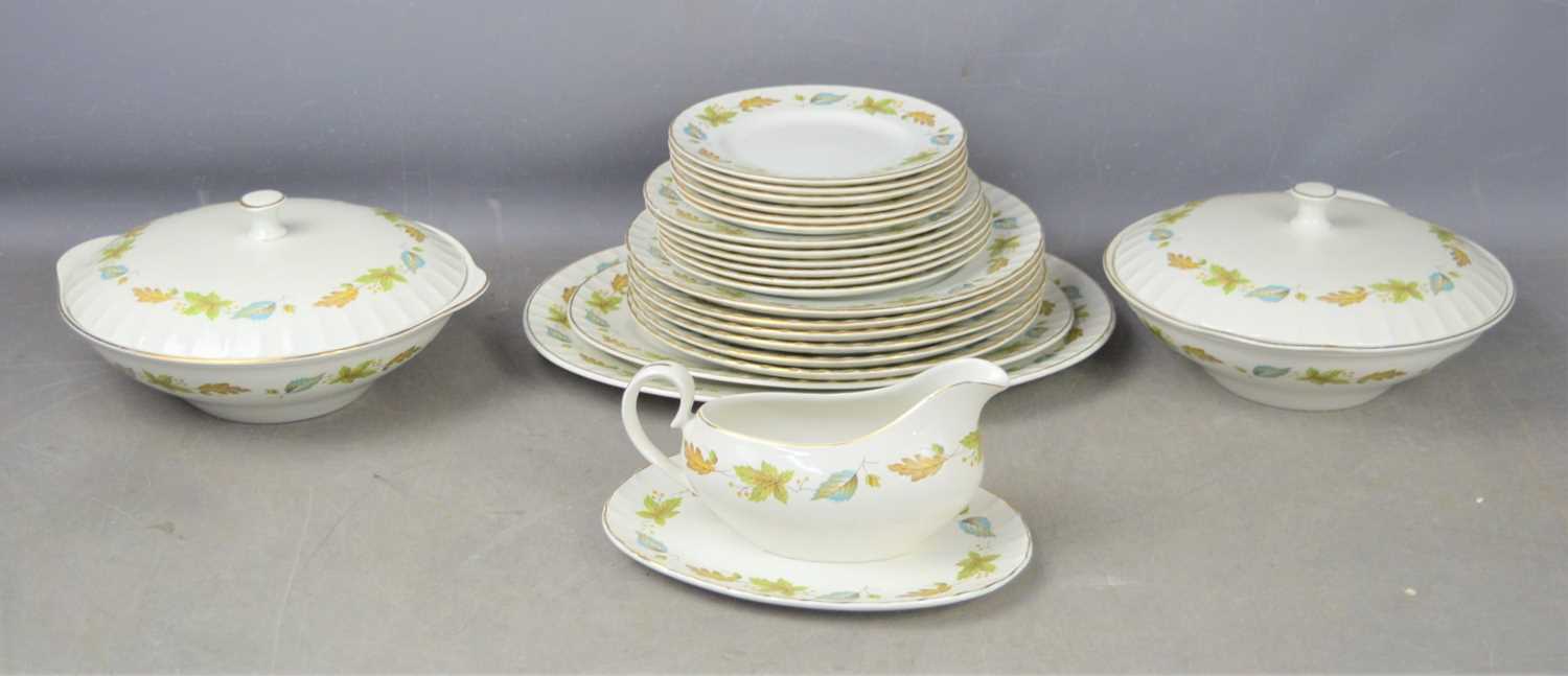 A vintage Sherwood Ridgway part dinner service in the White Mist pattern comprising two vegetable