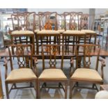 A set of ten 19th entury mahogany Chippendale style chairs, including two carvers.