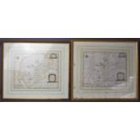 Two 18th century maps of Northamptionshire, hand coloured, 38 by 31cm.
