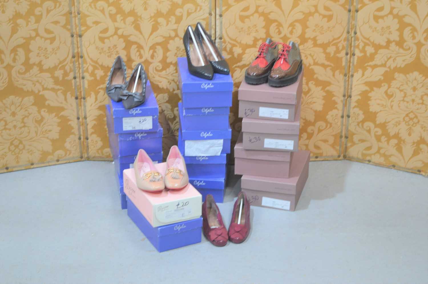 Fifteen pairs of brand new ladies shoes, various sizes and brands to include Cefalu, Bisue and Doux