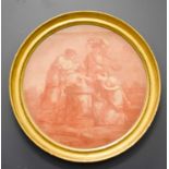 A 19th century sanguine print in a circular giltwood frame, 44cm diameter.