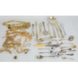 An 8ct gold pendant, a group of necklaces and pendants some gold plated and silver together with a