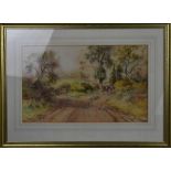 A 19th century watercolour by Royal Worcester artist C H Baldwin, depicting cattle, sheep and