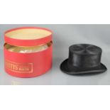A 20th century Christy's of London black top hat, with the original box and tags, 7 5/8, 62cm