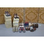 Seven pairs of brand new ladies shoes together with a quantity of loose shoes, various sizes and