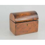 A Victorian walnut dome topped tea caddy