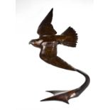 Alan Glasby (20th century): Goshawk, bronze sculpture, limited edition 4/20, signed, 74cm high.