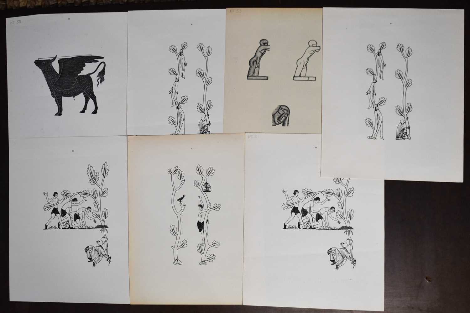 Eric Gill (1882-1940): a group of seven prints; illustrations from the Canterbury Tales, each