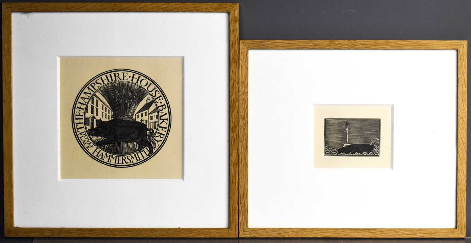 Eric Gill (1882-1940): Hog and Wheatsheaf and Spoil Bank Crucifix, original engravings printed