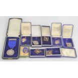 A group of London Shipping football league silver and enamel medals , Tenison's School medals and