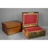 Two Victorian workboxes, one clad in leather, both A/F